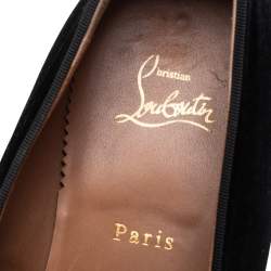 Christian Louboutin Black Velvet Spooky Spiked Toe Cap Smoking Slippers Size 42