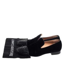 Christian Louboutin Black Velvet Spooky Spiked Toe Cap Smoking Slippers Size 42