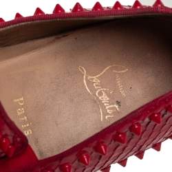 Christian Louboutin Red Python Pik Boat Slip On Sneakers Size 41  