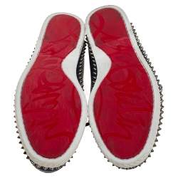 مملوكة مسبقًا Christian Louboutin Blue Leather Steckel Spike Boat Loafers Size 41