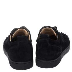 Pre Owned Christian Louboutin Black Suede Spike Cap Toe Louis Junior Sneakers Size 44
