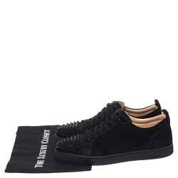 Pre Owned Christian Louboutin Black Suede Spike Cap Toe Louis Junior Sneakers Size 44
