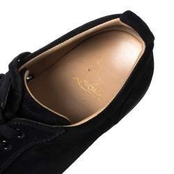Pre Owned Christian Louboutin Black Suede Spike Cap Toe Louis Junior Sneakers Size 44