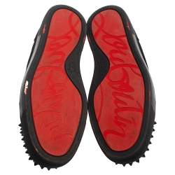 Pre Owned Christian Louboutin Black Suede Louis Junior Spikes Sneakers Size 42