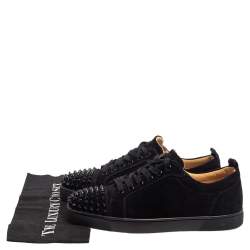 Pre Owned Christian Louboutin Black Suede Louis Junior Spikes Sneakers Size 42
