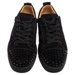 Pre Owned Christian Louboutin Black Suede Louis Junior Spikes Sneakers Size 42