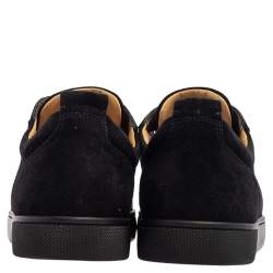 Pre Owned Christian Louboutin Black Suede Louis Junior Spikes Sneakers Size 42