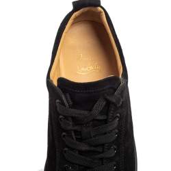 Pre Owned Christian Louboutin Black Suede Louis Junior Spikes Sneakers Size 42