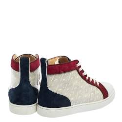 Pre Owned Christian Louboutin Multicolor Leather and Suede Orlato High Top Sneakers Size 42