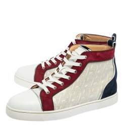 Pre Owned Christian Louboutin Multicolor Leather and Suede Orlato High Top Sneakers Size 42