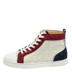 Pre Owned Christian Louboutin Multicolor Leather and Suede Orlato High Top Sneakers Size 42