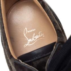 Pre Owned Christian Louboutin Multicolor Leather And Wool Louis Junior Spiked Low Top Sneakers Size 41.5