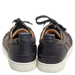 Pre Owned Christian Louboutin Multicolor Leather And Wool Louis Junior Spiked Low Top Sneakers Size 41.5