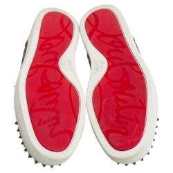 Pre Owned Christian Louboutin Multicolor Leather And Wool Louis Junior Spiked Low Top Sneakers Size 41.5