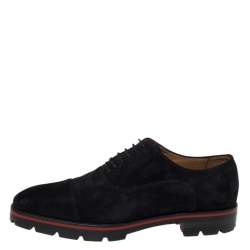 مملوكة مسبقًا Christian Louboutin Black Suede Hubertus Lace Up Oxford Size 43