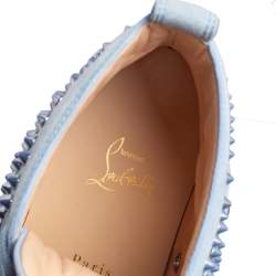 Pre Owned Christian Louboutin Blue Suede Louis Spikes High Top Sneakers Size 41