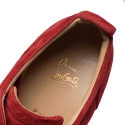 Christian Louboutin Red Suede Louis Junior Spike Low Top Sneakers Size 44.5