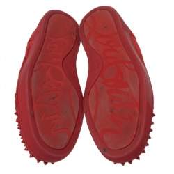 Christian Louboutin Red Suede Louis Junior Spike Low Top Sneakers Size 44.5