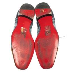 Pre Owned Christian Louboutin Multicolor Embossed Leather And Printed Fabric Greggo Lace Up Oxford Size 42
