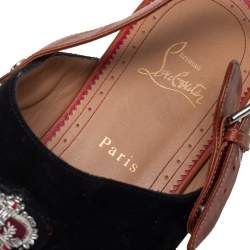 Christian Louboutin Black Suede, Leather Oliveira Mule Slingback Flats Sandals Size 43