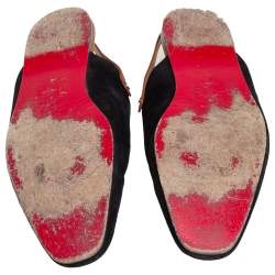 Christian Louboutin Black Suede, Leather Oliveira Mule Slingback Flats Sandals Size 43