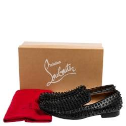 Christian Louboutin Black Leather Roller Boy Spiked Loafers Size 43