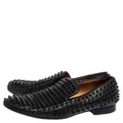 Christian Louboutin Black Leather Roller Boy Spiked Loafers Size 43