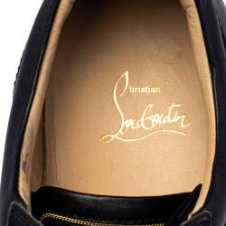 Pre Owned Christian Louboutin Black Leather Louis Junior Spike Low Top Sneakers Size 42