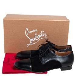 Pre Owned Christian Louboutin Black Leather and Suede Daviol Derby Size 43