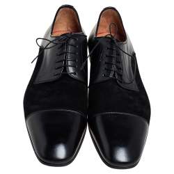 Pre Owned Christian Louboutin Black Leather and Suede Daviol Derby Size 43