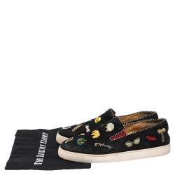 مملوكة مسبقًا حذاء رياضي كريستيان لوبوتان سليب أون ترينر سويدي أسود مزخرف مقاس 42