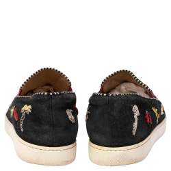 مملوكة مسبقًا حذاء رياضي كريستيان لوبوتان سليب أون ترينر سويدي أسود مزخرف مقاس 42