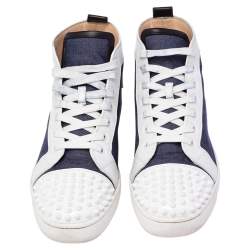 Christian Louboutin Denim Fabric Lou Degra Spiked High Top Sneakers Size 44