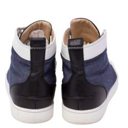 Christian Louboutin Denim Fabric Lou Degra Spiked High Top Sneakers Size 44