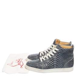 Christian Louboutin Blue/White Python Rantus Orlato High Top Sneakers Size 44