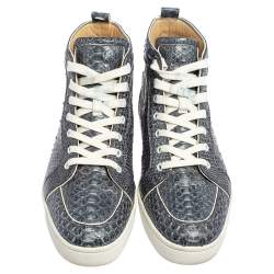 Christian Louboutin Blue/White Python Rantus Orlato High Top Sneakers Size 44