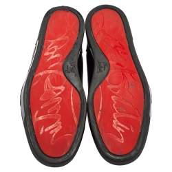 Pre Owned Christian Louboutin Black Leather Nono Strap High Top Sneakers Size 42.5