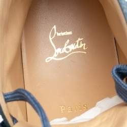 Pre Owned حذاء رياضي كريستيان لوبوتان لوي جلد أزرق مرصع سبايك مرتفع من أعلى مقاس 42