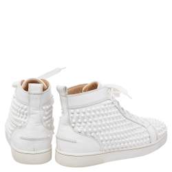 Christian Louboutin White Leather Louis Spikes High Top Sneakers Size 41