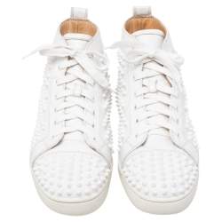 Christian Louboutin White Leather Louis Spikes High Top Sneakers Size 41