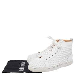 Christian Louboutin White Leather Louis Spikes High Top Sneakers Size 41
