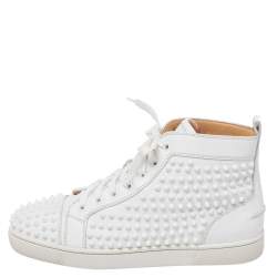 Christian Louboutin White Leather Louis Spikes High Top Sneakers Size 41