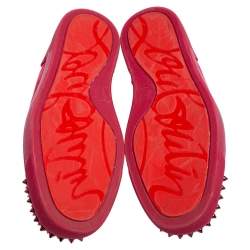 Christian Louboutin Fuchsia Suede Louis Junior Spikes Low Top Sneakers Size 41.5