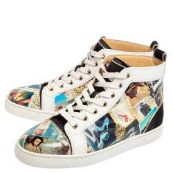 Pre Owned Christian Louboutin Multicolor Patent Leather and Suede Louis Orlato High Top Sneakers Size 42