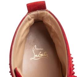 مملوكة مسبقًا حذاء رياضي كريستيان لوبوتان لويز سبايكس سويدي أحمر عنق مرتفع مقاس 45.5