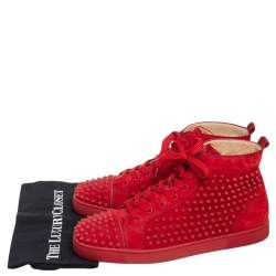 مملوكة مسبقًا حذاء رياضي كريستيان لوبوتان لويز سبايكس سويدي أحمر عنق مرتفع مقاس 45.5