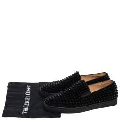 Christian Louboutin Black Suede Dandelion Spikes Sneakers Size 40.5