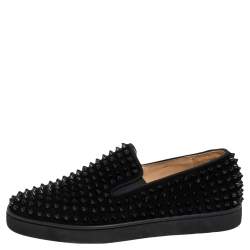 Christian Louboutin Black Suede Dandelion Spikes Sneakers Size 40.5
