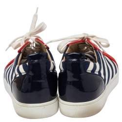 Christian Louboutin Multicolor Canvas and Leather Louis Junior Spike Sneakers Size 42.5