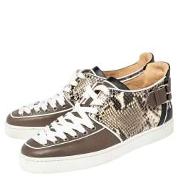 Pre Owned حذاء رياضي كريستيان لوبوتان منخفض من أعلى ترنس جلد وجلد ثعبان متعدد الألوان مقاس 42